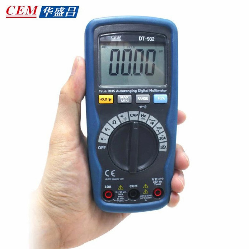 CEM DT-932 Digital Multimeter Automatic Range Ammeter Voltmeter Automatic Range Resistance Capacitance Frequency Temperature