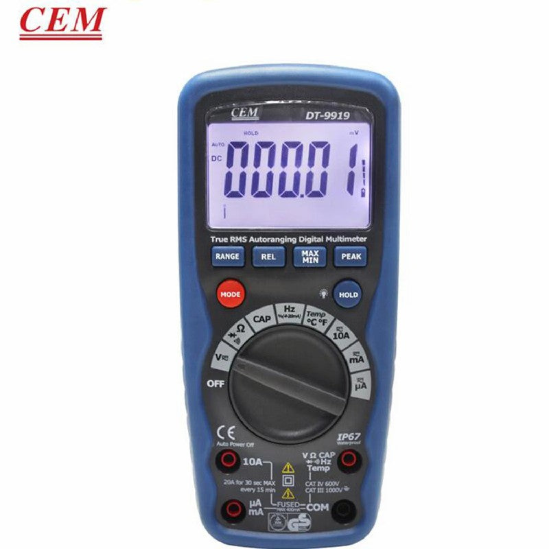 CEM DT-9919 Professional Waterproof Dustproof Full Protection Digital Multimeter to Detect Resistance and Capacitance Frequency