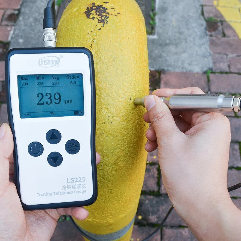 LS225+F500 Coating Thickness Gauge High Precision Ferrous Ultra-thin Plating Below 10μm Magnetic Induction Ultra-small Probe
