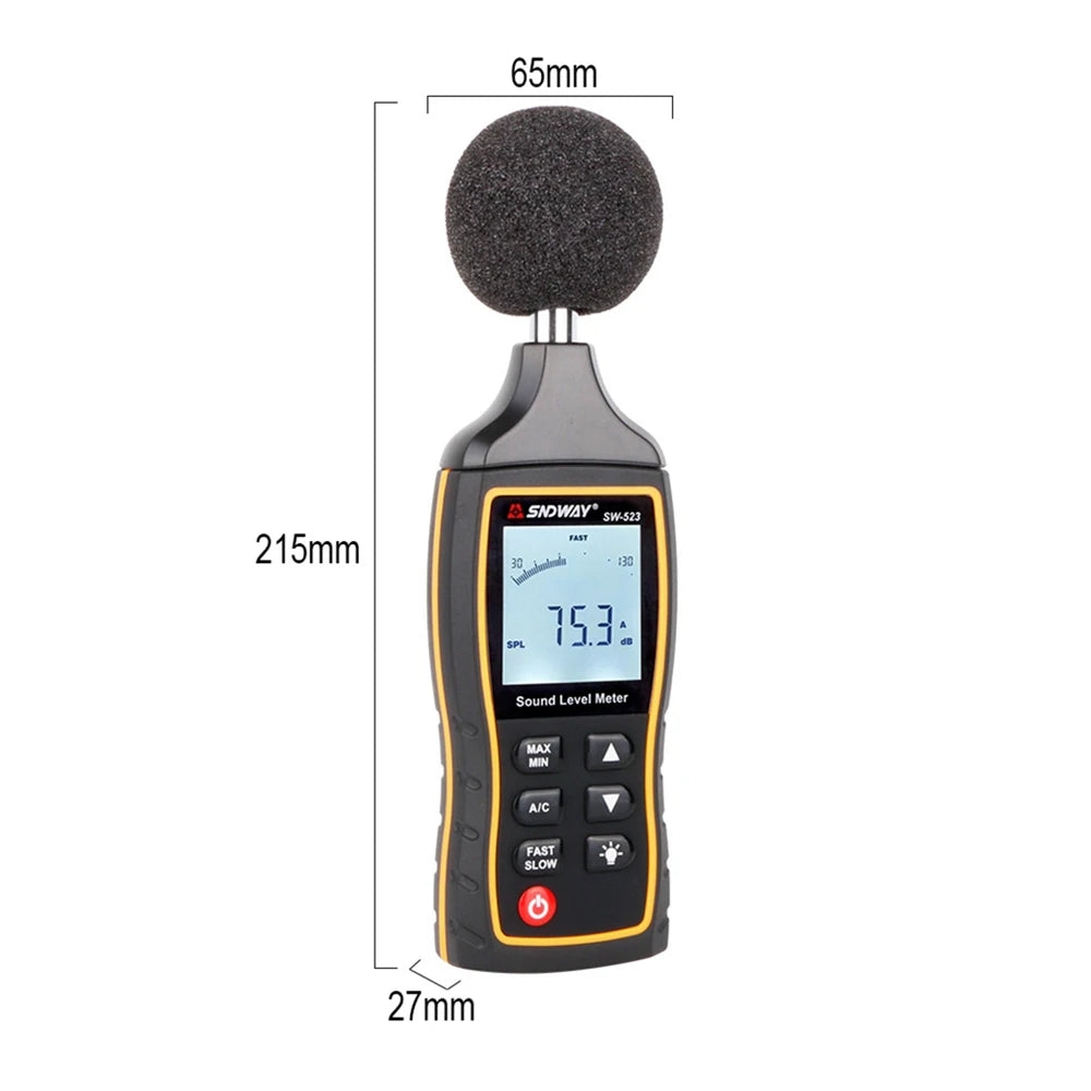SW-523 Sound Level Meter Digital Decibel Monitoring Tester Amount Measuring Instrument Optical Noise Audio Detector