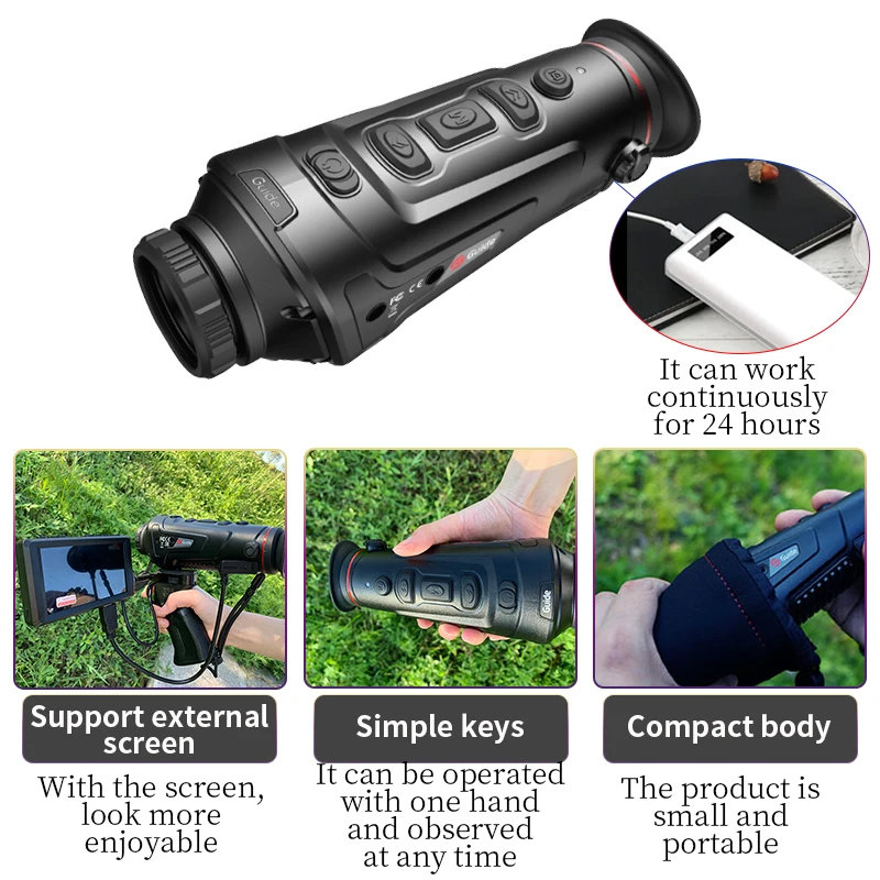 Guide Outdoor Handheld Thermal Imaging Monocular 4X 700m 5h Battery Life 1280*960 FLCOS Display Outdoor Sports IP66 FCC CE RoHS