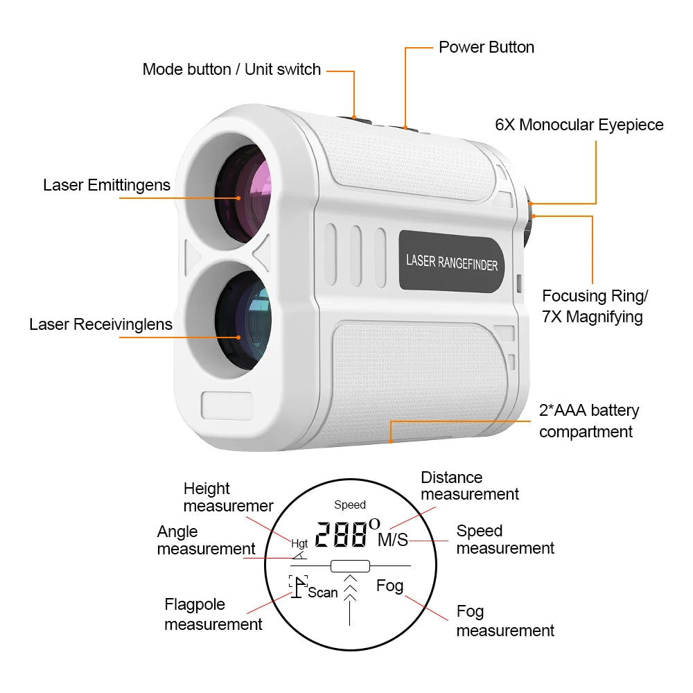 LM600 Golf Laser Range finder 600M 900M Monocular Laser Range Finder Laser Distance Meter Digital Hunting Golf Measurement Telescope