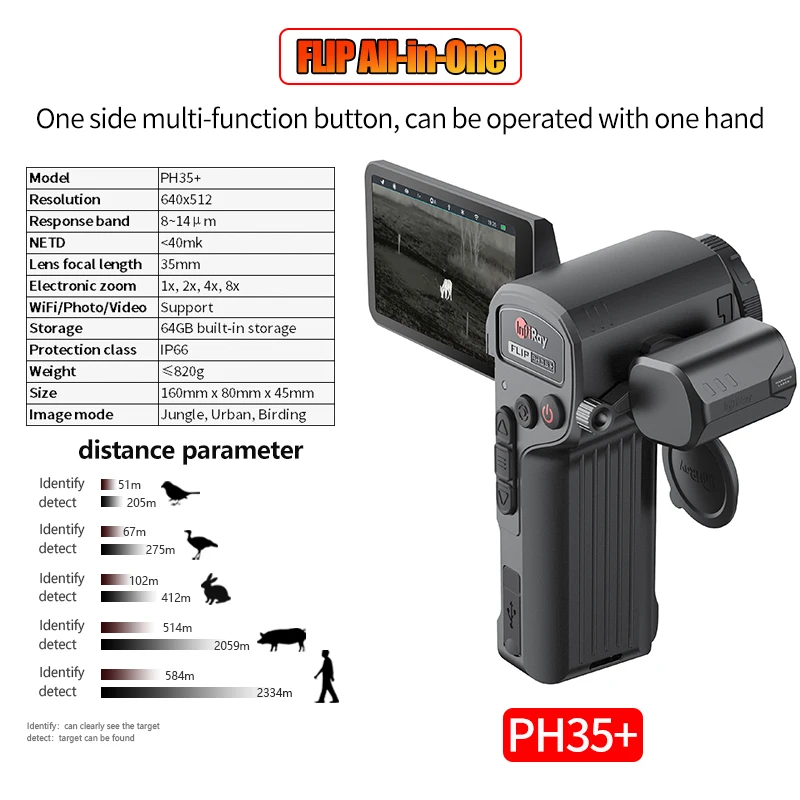InfiRay PH35 Plus Laser Rangefinder Thermal Imager For Hunting Outdoor Night Vision With 640x512 Resolution