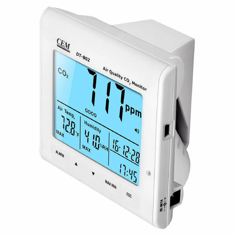 CEM DT-802 Indoor Air Quality Detector Desktop Carbon Dioxide Detector Temperature & Humidity Desktop Recording CO2 Gas Detector