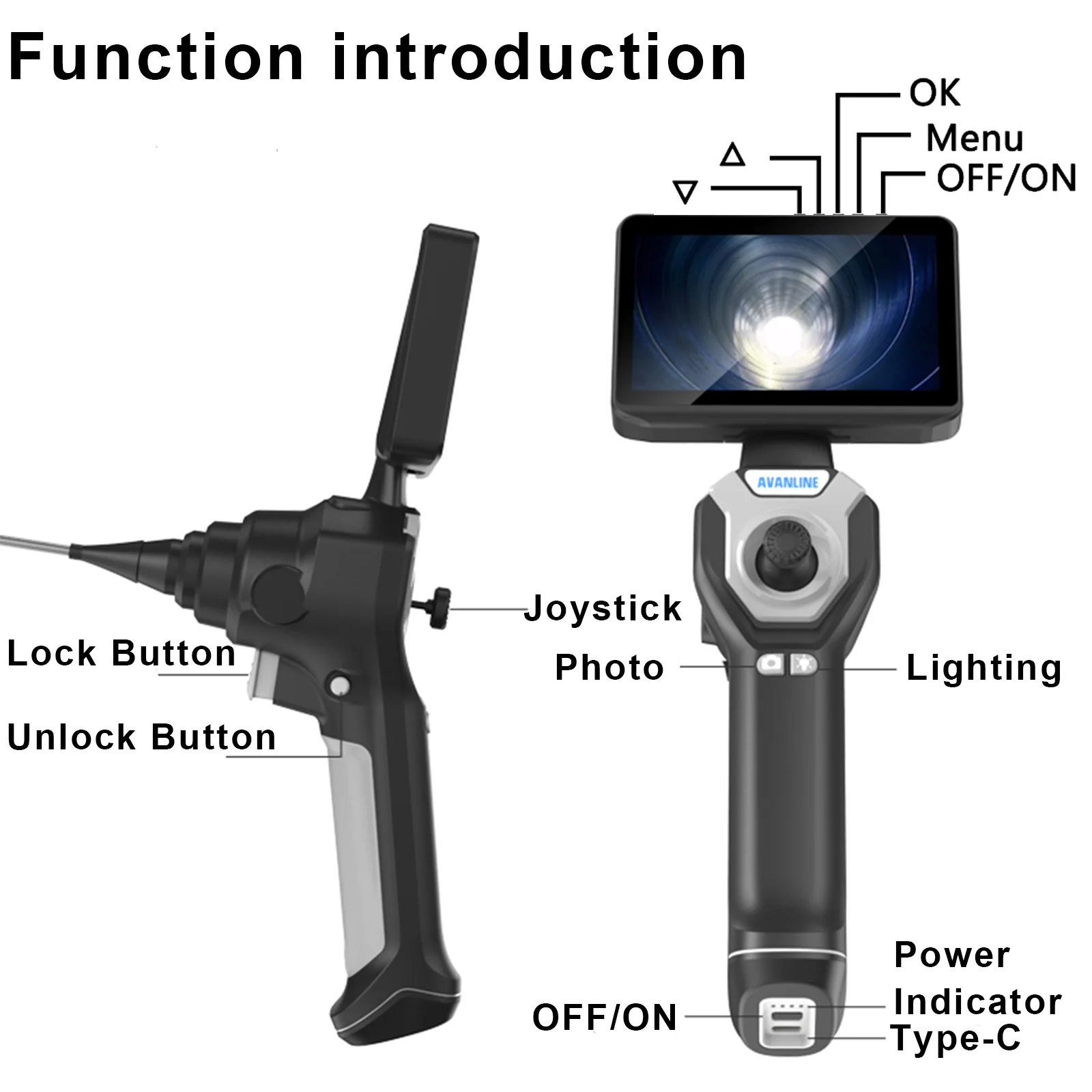 4mm 360° Articulating Borescope 4.5 inch Industrial Endoscope 720p 8Leds Multifunctiona 46mm 1M