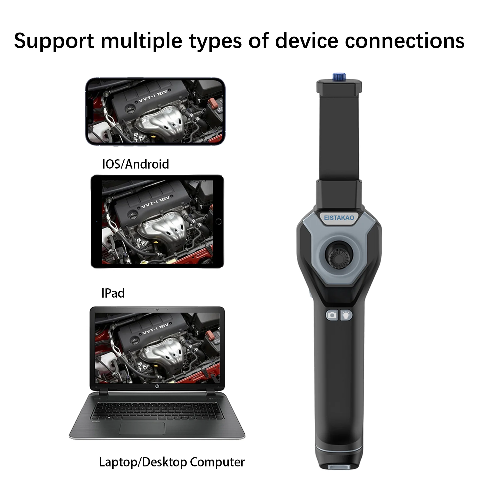 4mm 360° Articulating BorescopeI OS Android Industrial Endoscope 720p 8Leds Multifunctional 1M