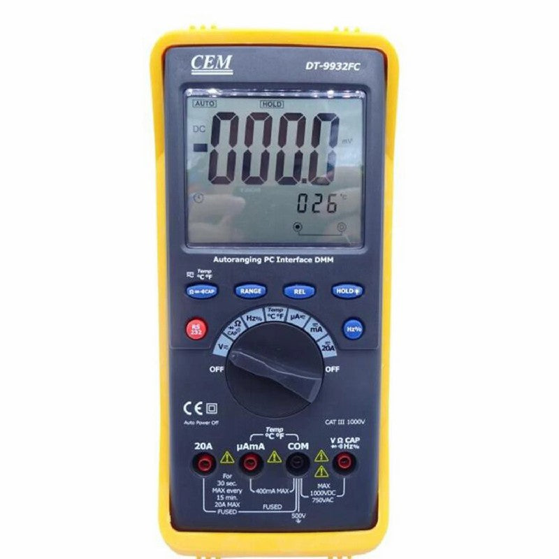 CEM DT-9932FC High-Precision Handheld Automatic Digital Multimeter Anti-burnt Resistance Capacitance Frequency Duty Cycle