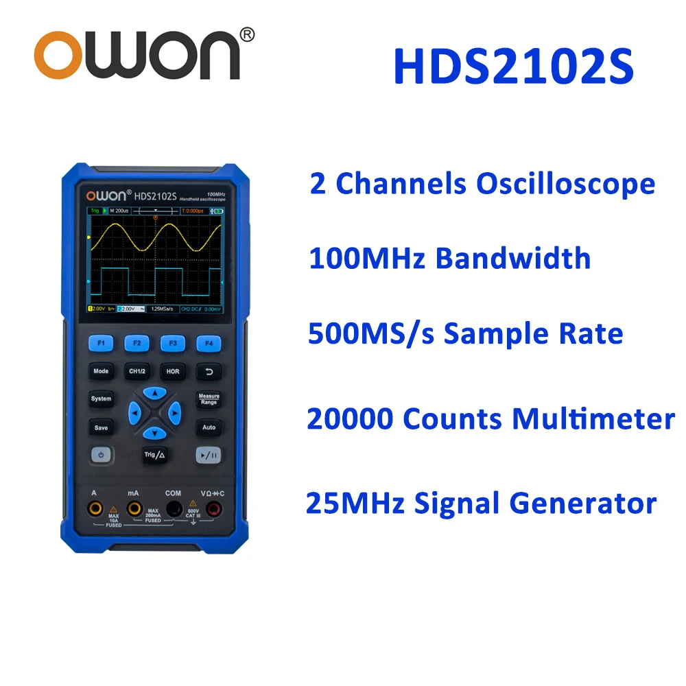 OWON HDS2102S HDS2202S Digital 2 Channels 100Mhz/200Mhz Portable Tester