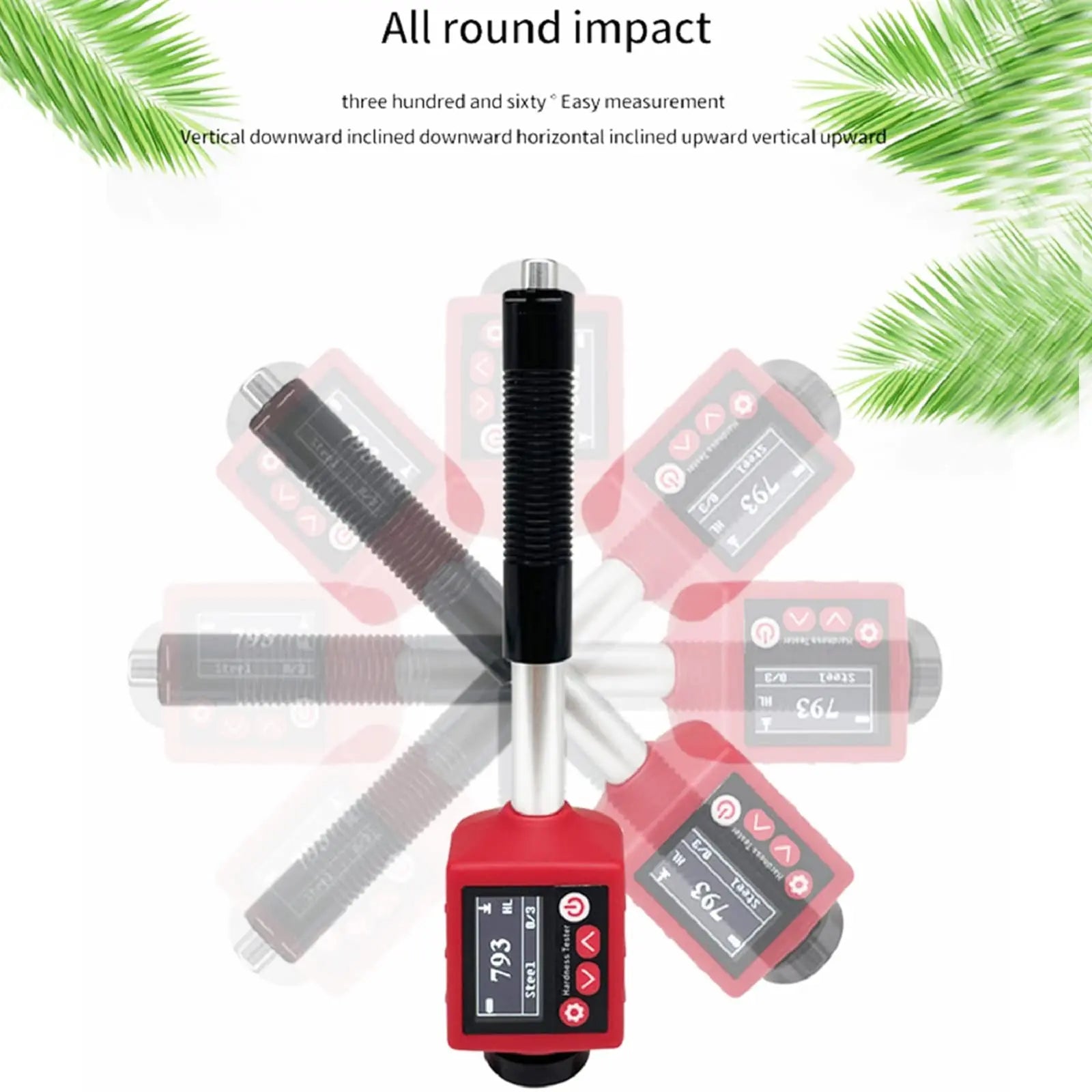 360° Durometer 6-in-1 Metal Hardness Tester For Alloy Steel Stainless CastIron HRC HRB HL HB HV HS Pen-type Portable Leeb