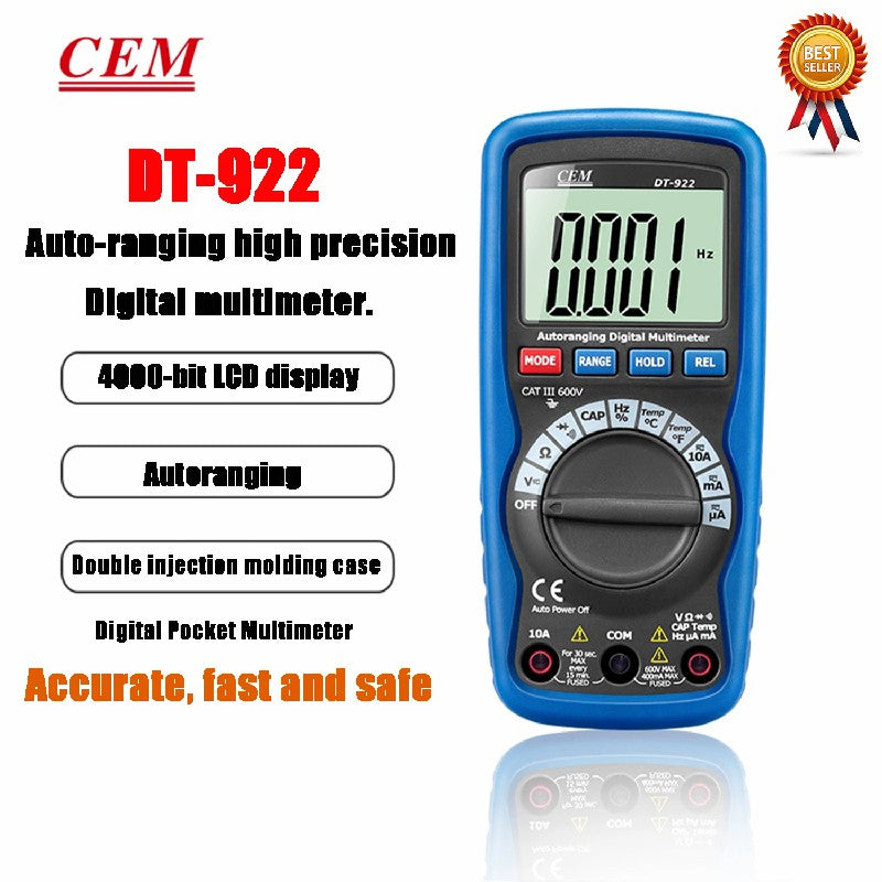 CEM DT-920 DT-920N DT-921 DT-922 Digital Multimeter Digital Display High-Precision Full Range Protection Intelligent Anti-Burn
