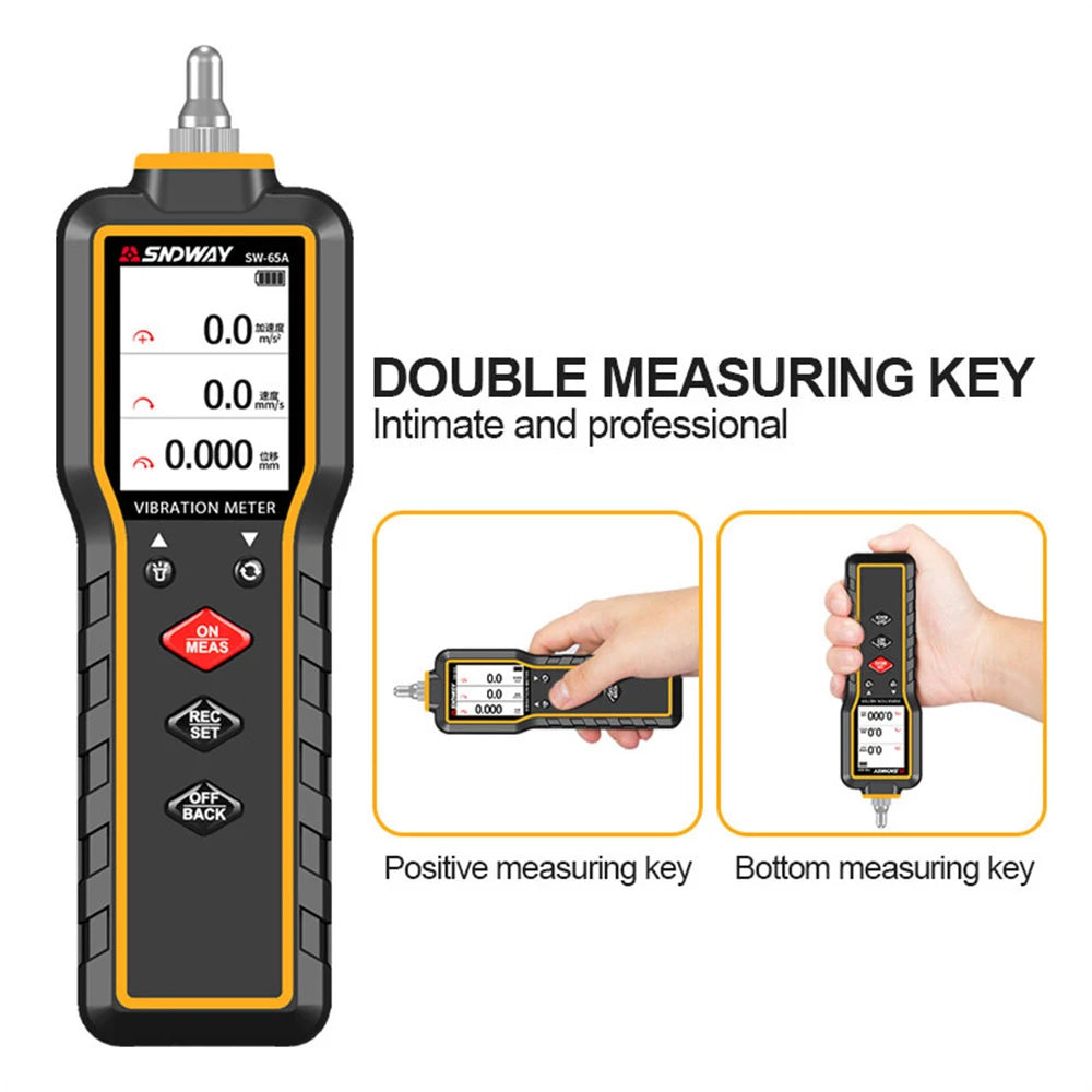 SW-65A Vibration Meter Digital Vibration Analyzer 3 Channel Engine Generator Centrifugal Pump Electric Motor Vibrometer