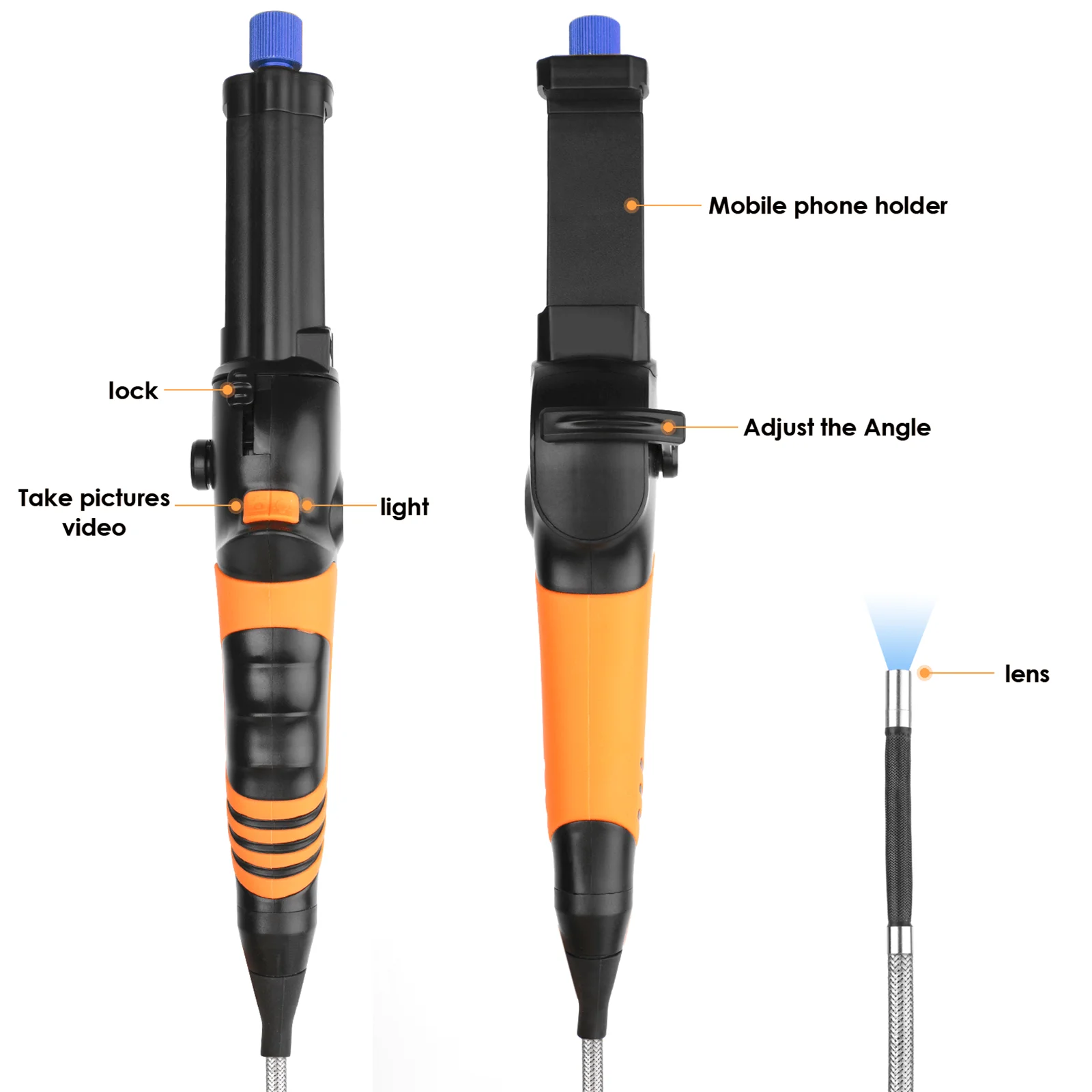 4mm 2-Way 180° Degrees Articulating Borescope Thermostability Cleaning Function Industrial Endoscope For Android PC1M