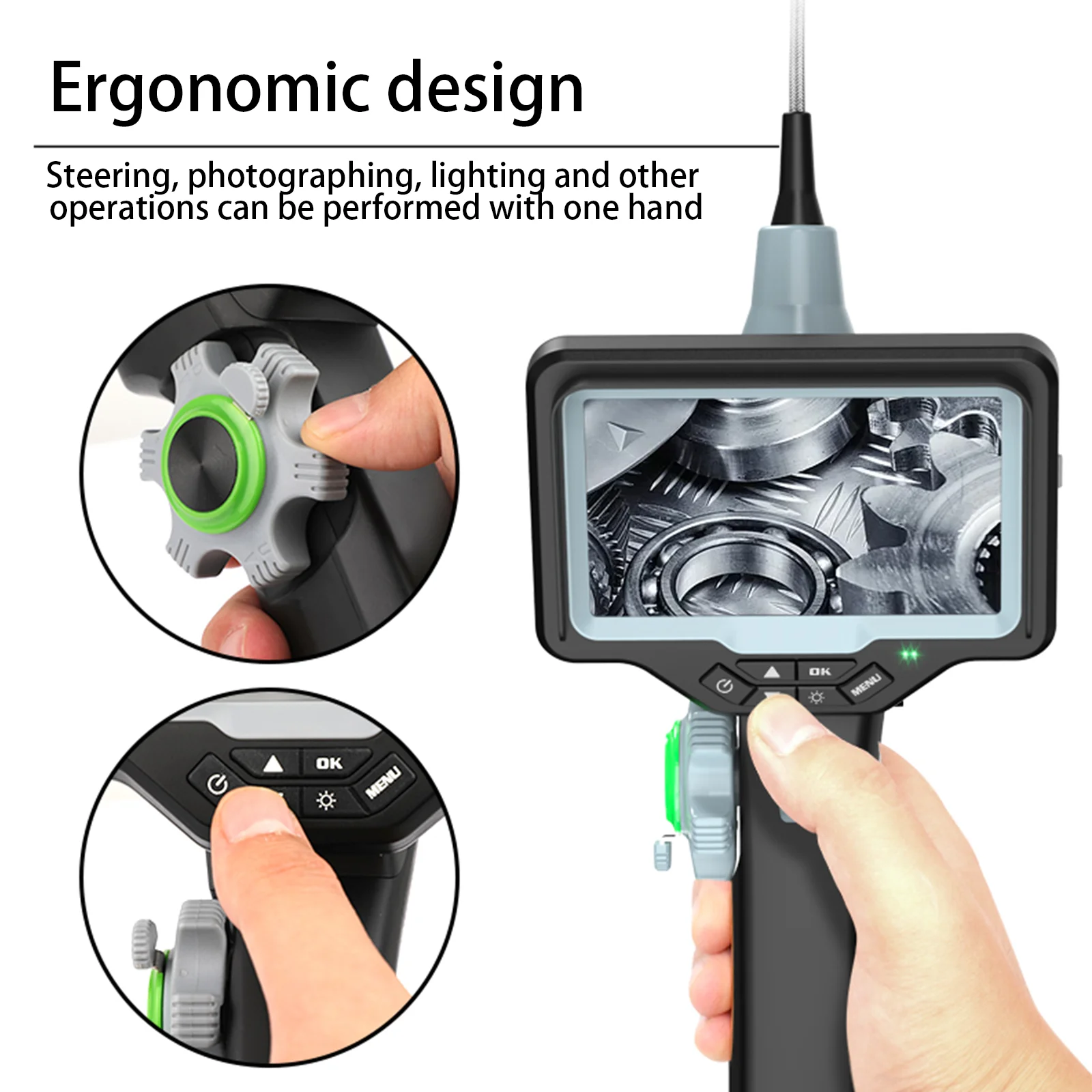 2.8mm Fibre-optical Articulating Borescope 4.5 inch 2 way Industrial Endoscope WIFI function Thermostability 1M