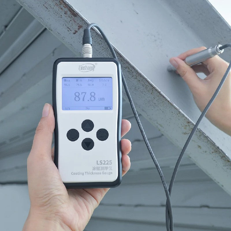 LS225+F500 Coating Thickness Gauge High Precision Ferrous Ultra-thin Plating Below 10μm Magnetic Induction Ultra-small Probe