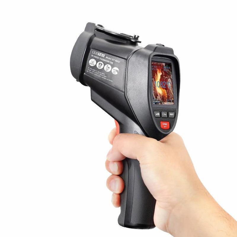 CEM DT-9860 DT-9862 Infrared Thermometer Industrial Color Screen Video Temperature Measuring Gun Photography Hermometer Camera