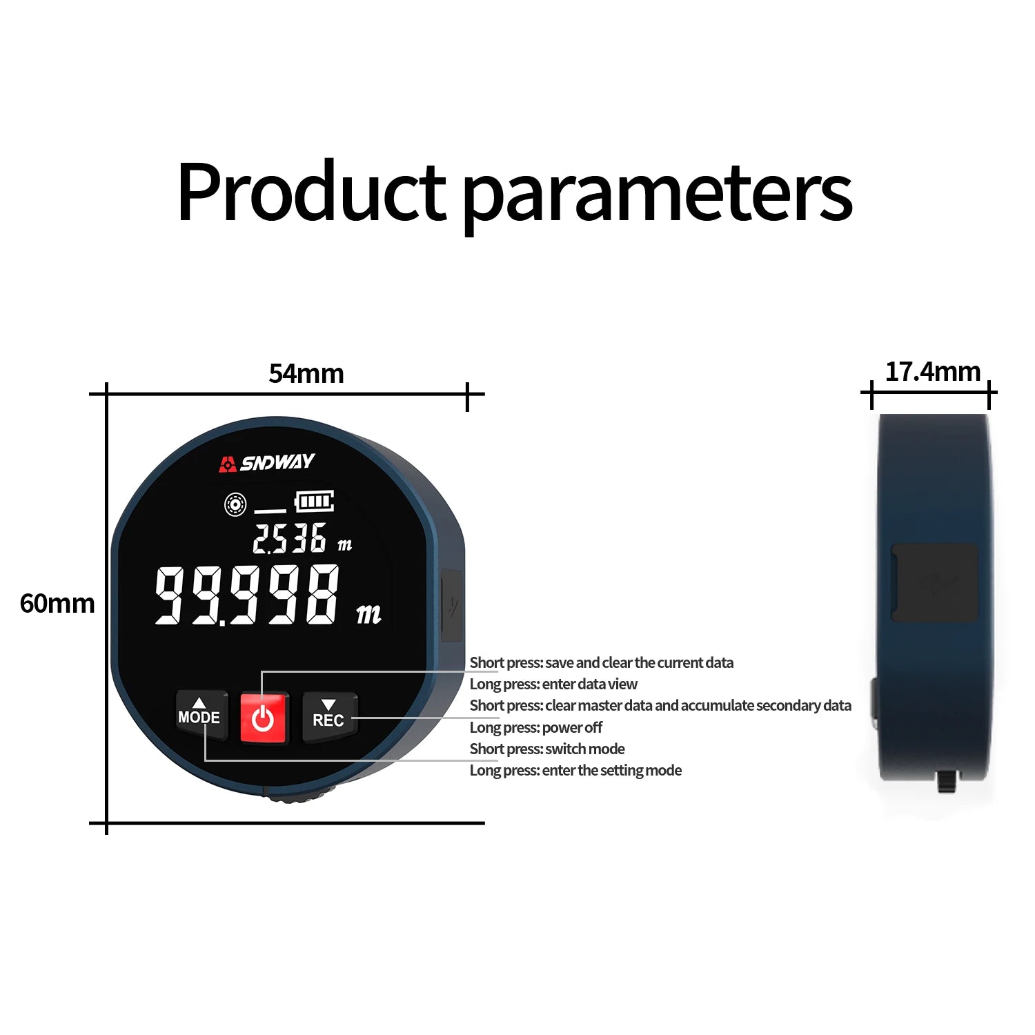 SW-X30A Roller Laser Range Finder Laser Roll Dual Mode Distance Meter Trena Laser Tape Measure Range Finder Home Tools
