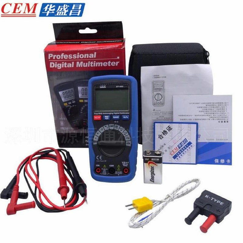 CEM DT-932 Digital Multimeter Automatic Range Ammeter Voltmeter Automatic Range Resistance Capacitance Frequency Temperature