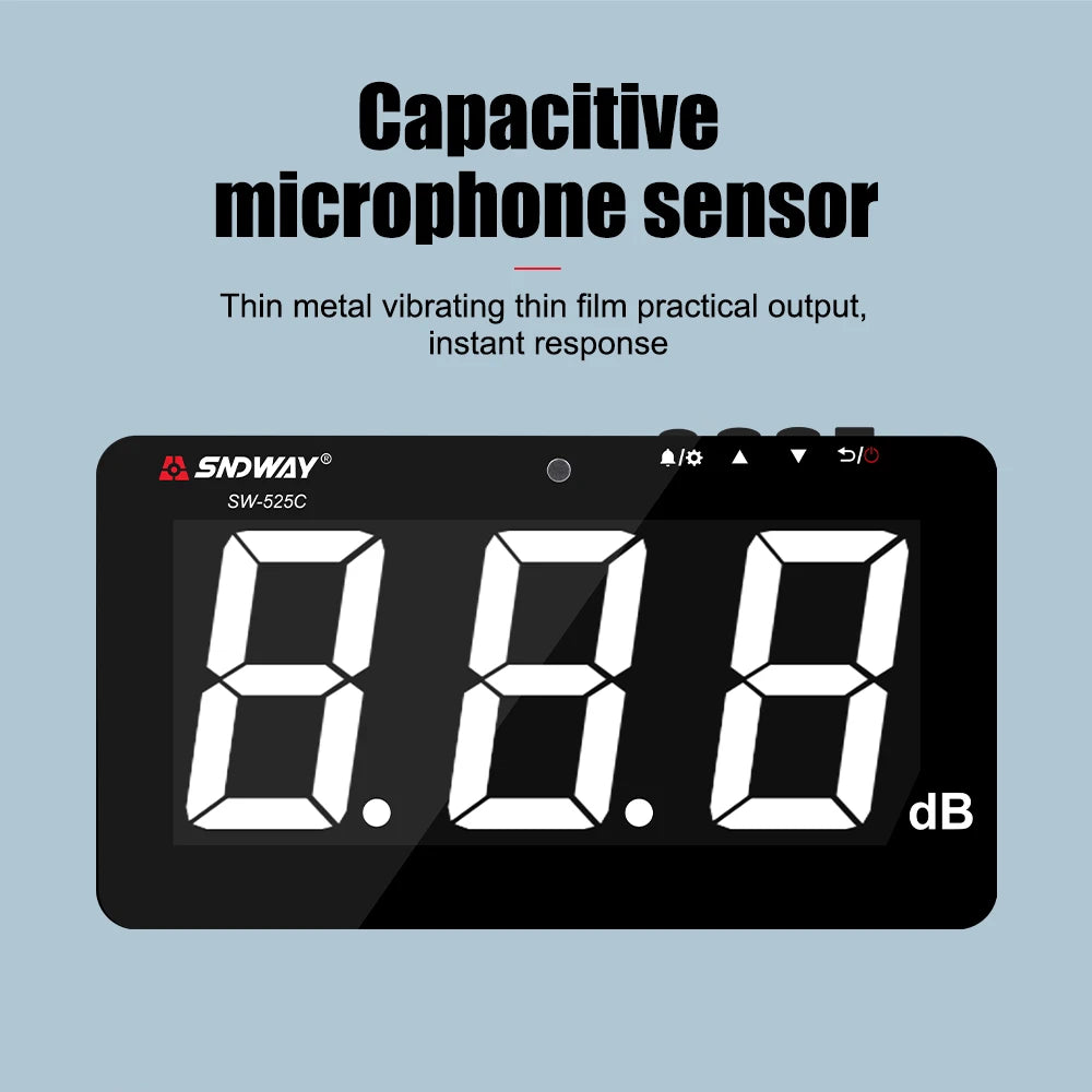 SW-525 Wall-mounted Sound Level Meter 30-130db Digital Noise Meter Decibel Monitoring Noise Sound Level Meter