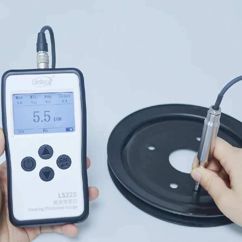 LS225+F500 Coating Thickness Gauge High Precision Ferrous Ultra-thin Plating Below 10μm Magnetic Induction Ultra-small Probe