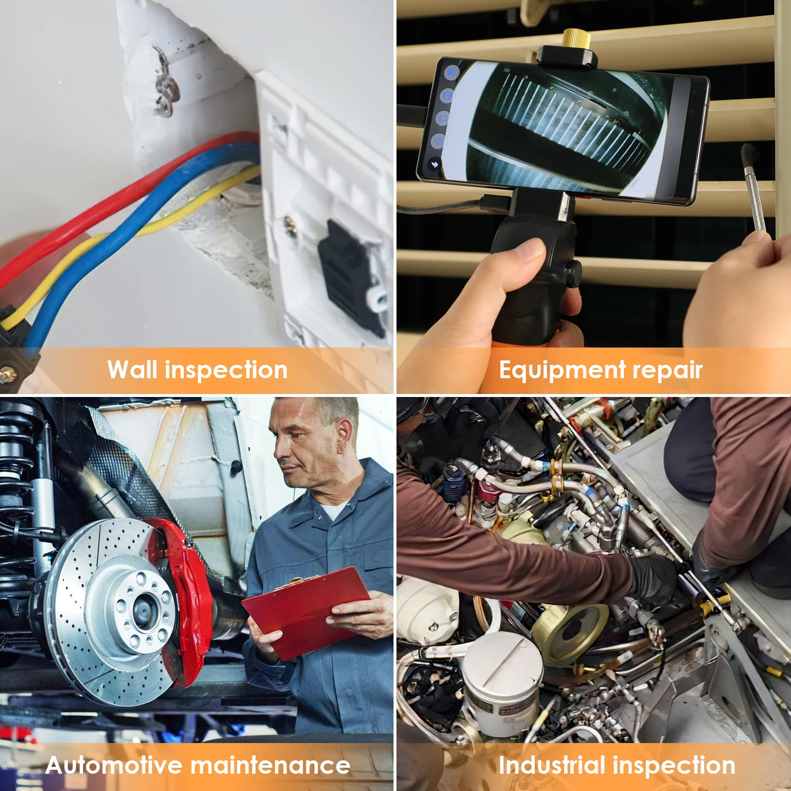 4mm 2-Way 180° Degrees Articulating Borescope Thermostability Cleaning Function Industrial Endoscope For Android PC1M