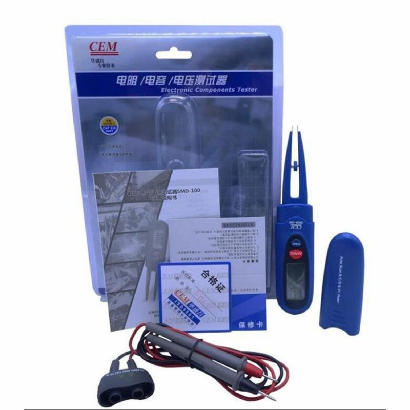 CEM SMD-100 Test Of High Precision Electronic Components of Pen Digital Multimeter LCD Display Resistance Capacitance Frequency
