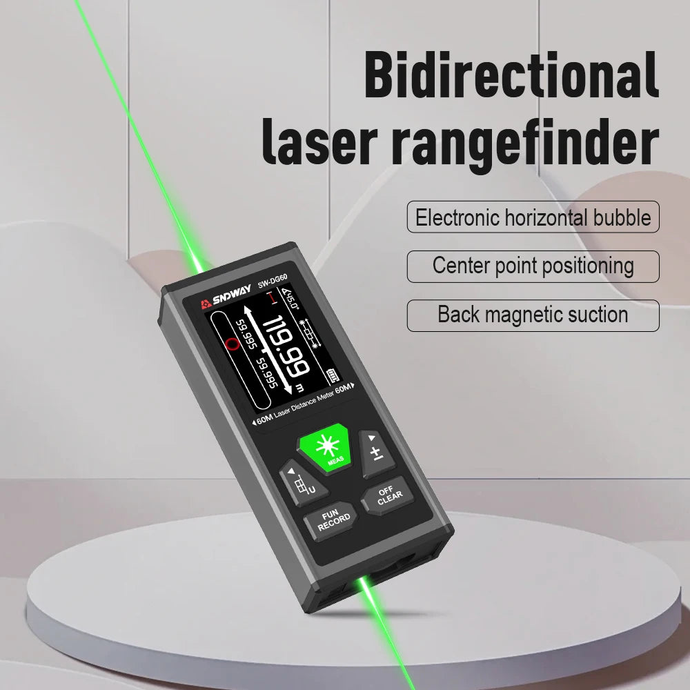 SW-DG60 Laser Distance Meter 2 Way Laser Measure Meter 60M 100M Range Finder Red Green Laser Two-way Range Finder
