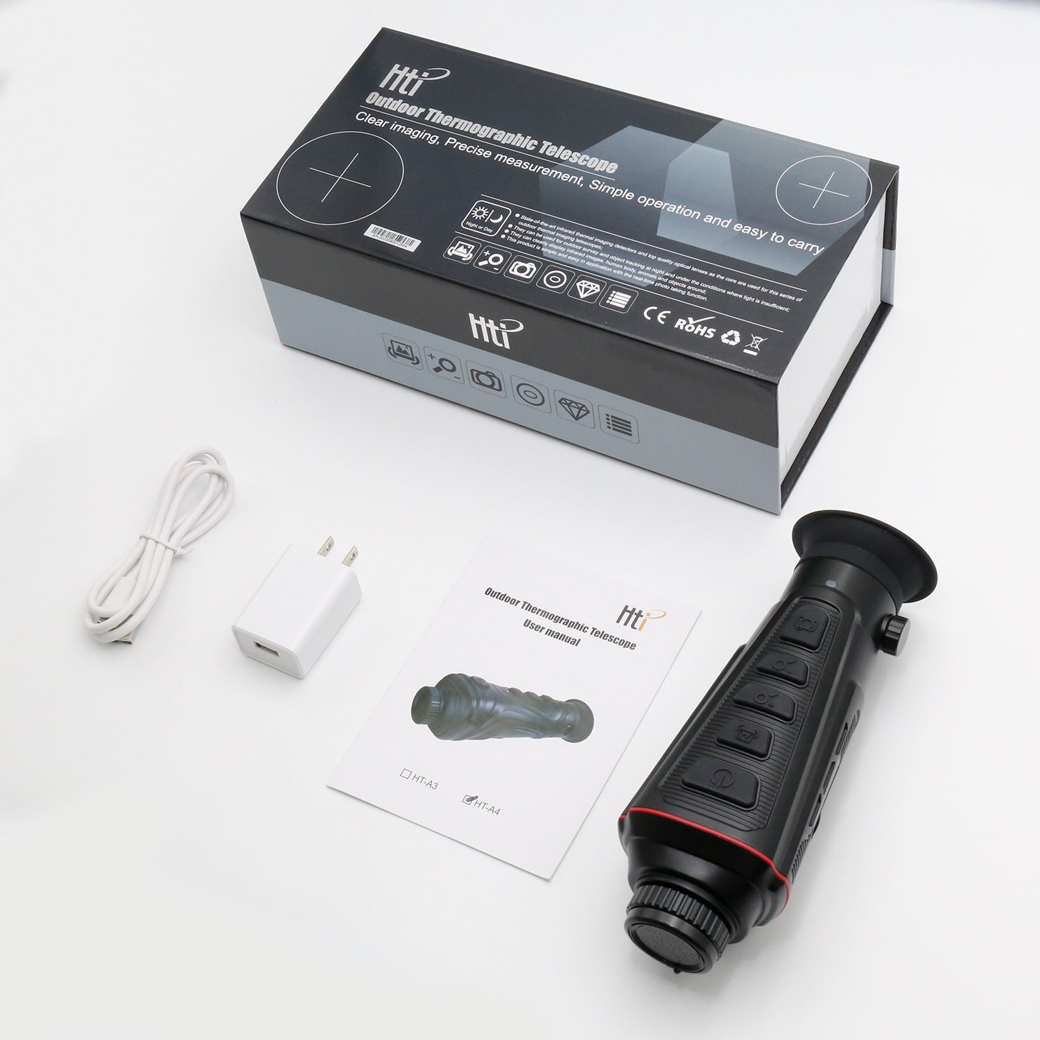 HT-A4 Hunting Thermal Imager Monocular 384x288 50Hz Support for Photos and Videos Thermal Camera Telescopes for Patrol Travel