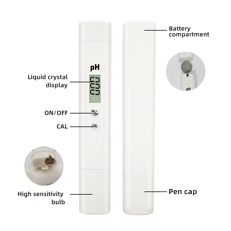PH01 Portable Intelligent Digital Display Water Quality Tester Pen, 5-in-1 Function, Accurately Measures PH/TDS/EC/Salinity/Temperature Detector
